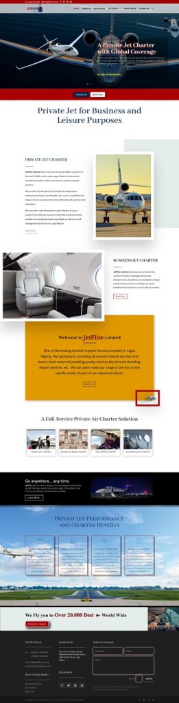 Website for a Private Jet Company in Nigeria
