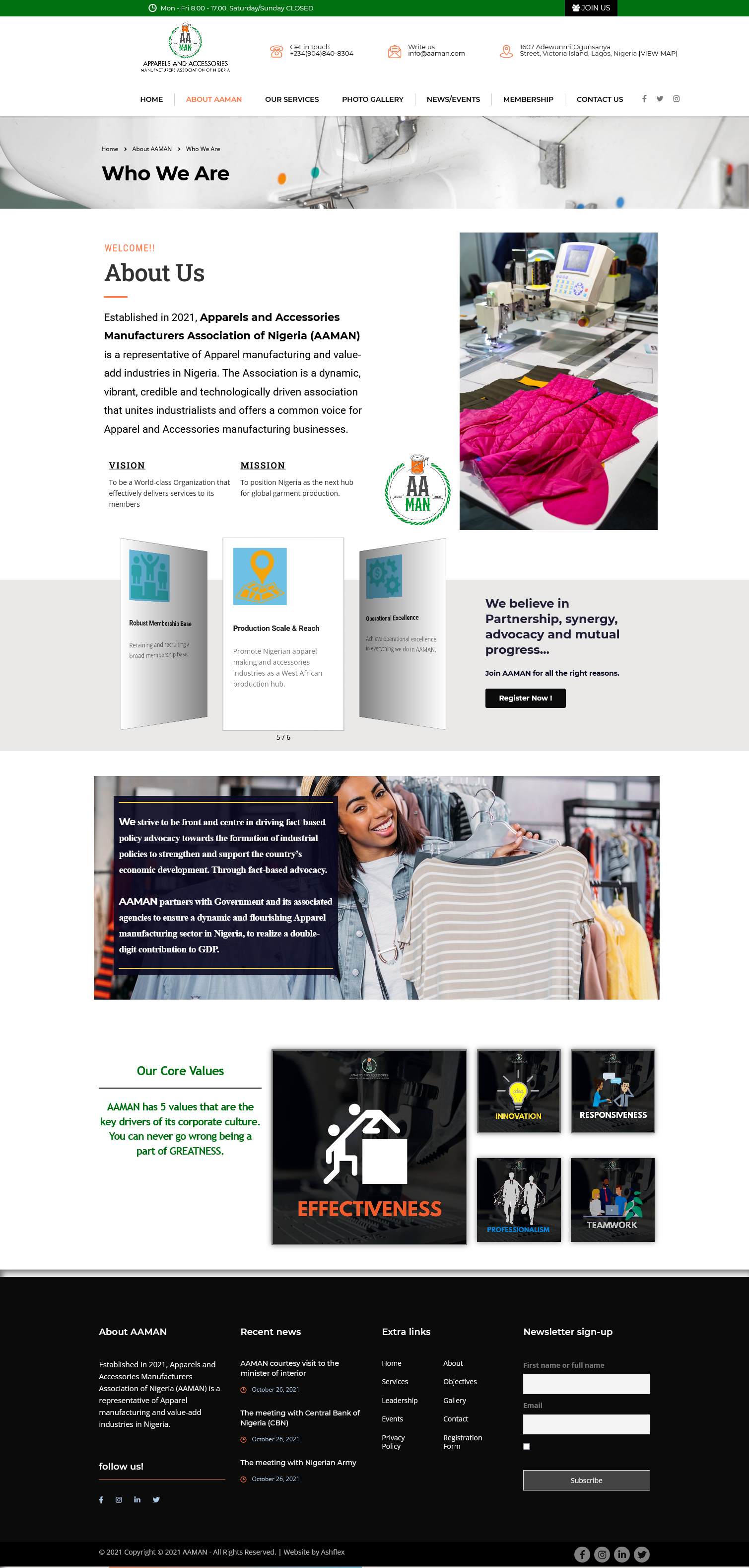 Apparel and Accessories Manufacturers Association of Nigeria  - www.aaman.com.ng