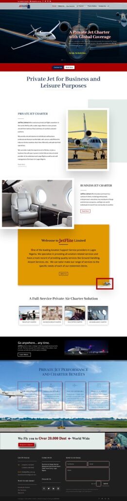 Website for a Private Jet Company in Nigeria